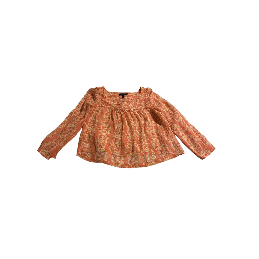 Jessica Simpson Floral Print Square Neck Long Sleeve Blouse Women's Size M
